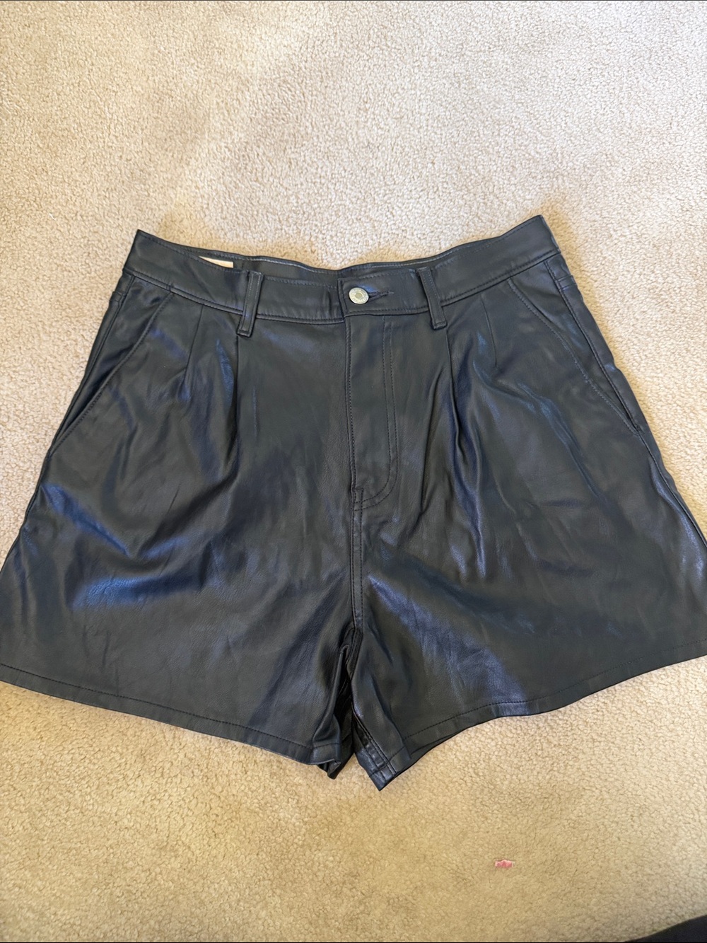 Levi's Black Faux Leather High-Waist Shorts
